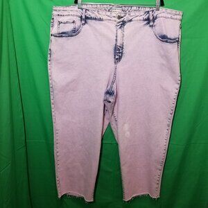 Ava & Viv Jeans Womens Plus Sz 30W Pink Faded High Rise Stretch Raw Hem NWOT